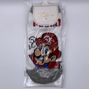 Nintendo Super Mario Character Crew Socks White Gray One Size